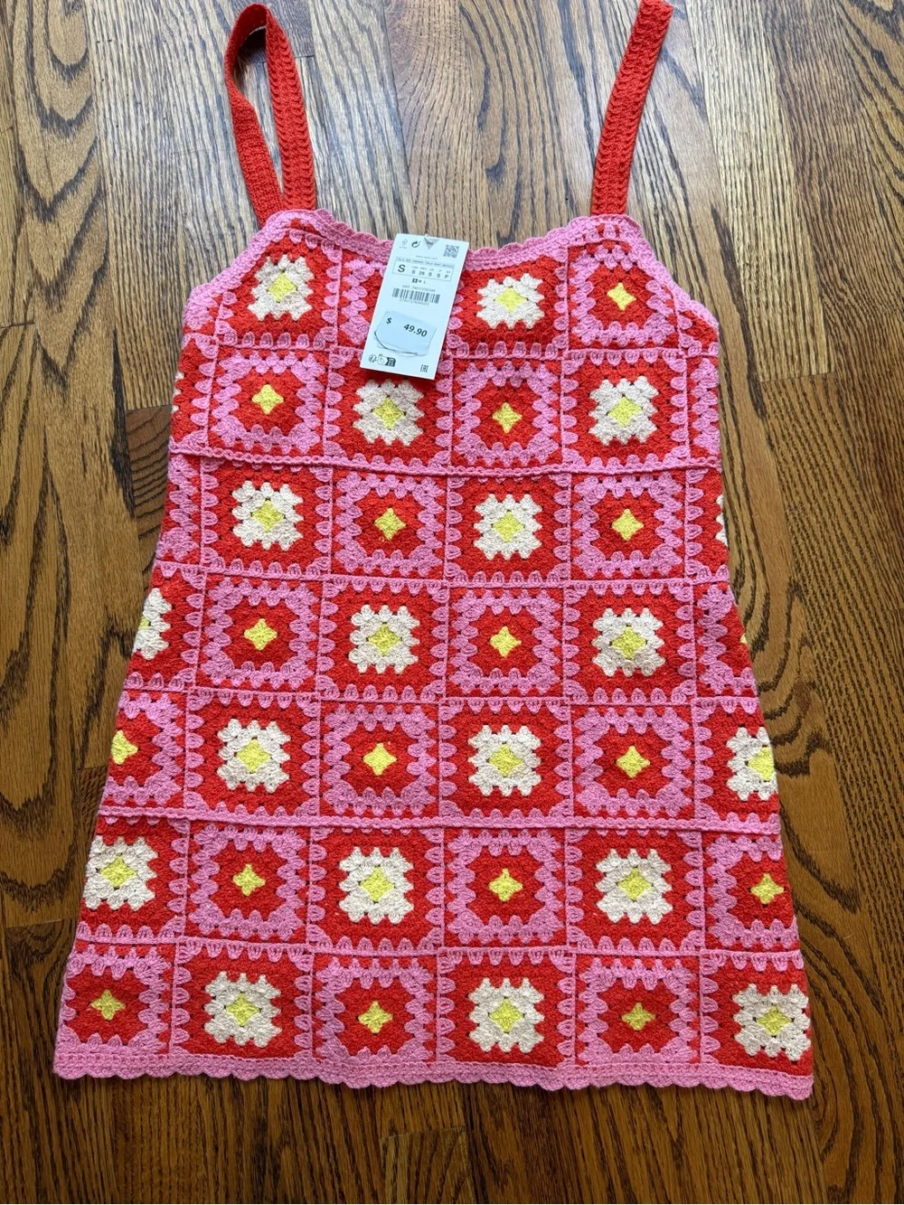 BRAND NEW WITH TAGS VIRAL ZARA PINK KNIT CROCHET SUMMER MINI DRESS SMALL BMWT - Picture 5 of 6